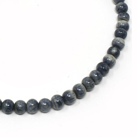 Vintage Single Strand Blue Grey 1/4" Beads Adjustable 18" to 21" Long - Hey Viv - Picture 2 of 4